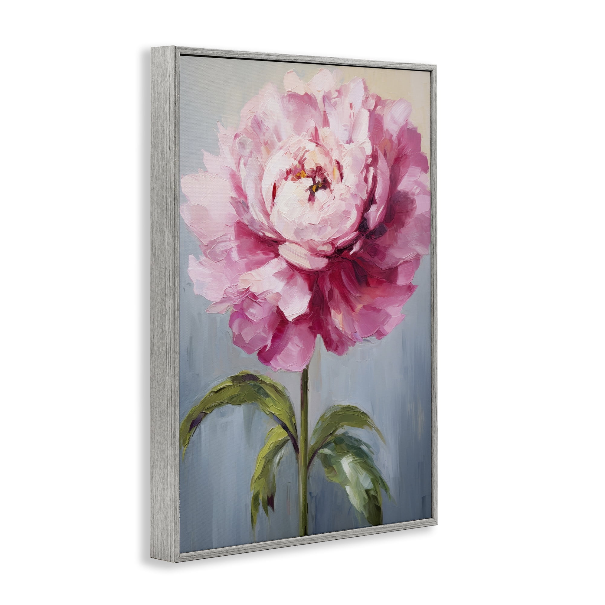 Stupell Industries Blush Pink Carnation Botanical & Floral Painting Gray Framed Art Print Wall Art, 20 x 30