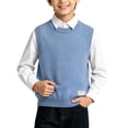 thumbnail image 2 of SERTGUTR Kids Sweater Vest Crew Neck Sleeveless Pullover Ribbed Trim Decorative Label Detail Classic Fit Everyday School Layering, 2 of 6
