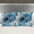 thumbnail image 3 of Blue Abstract Floral Pillow Covers 16x16 Inch Set of 2, Black White Blue Geometric Line Flowers Home Decor Pillowcase for Couch Sofa Living Room Porch Patio Outdoor, 3 of 5