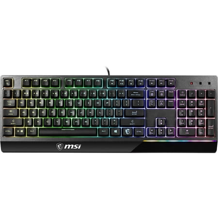 MSI Vigor GK30 RGB Gaming Keyboard, 6-Zone RGB Lighting, Water Repellent & Splash-Proof, Mechanical-Like Plunger Switches, Black