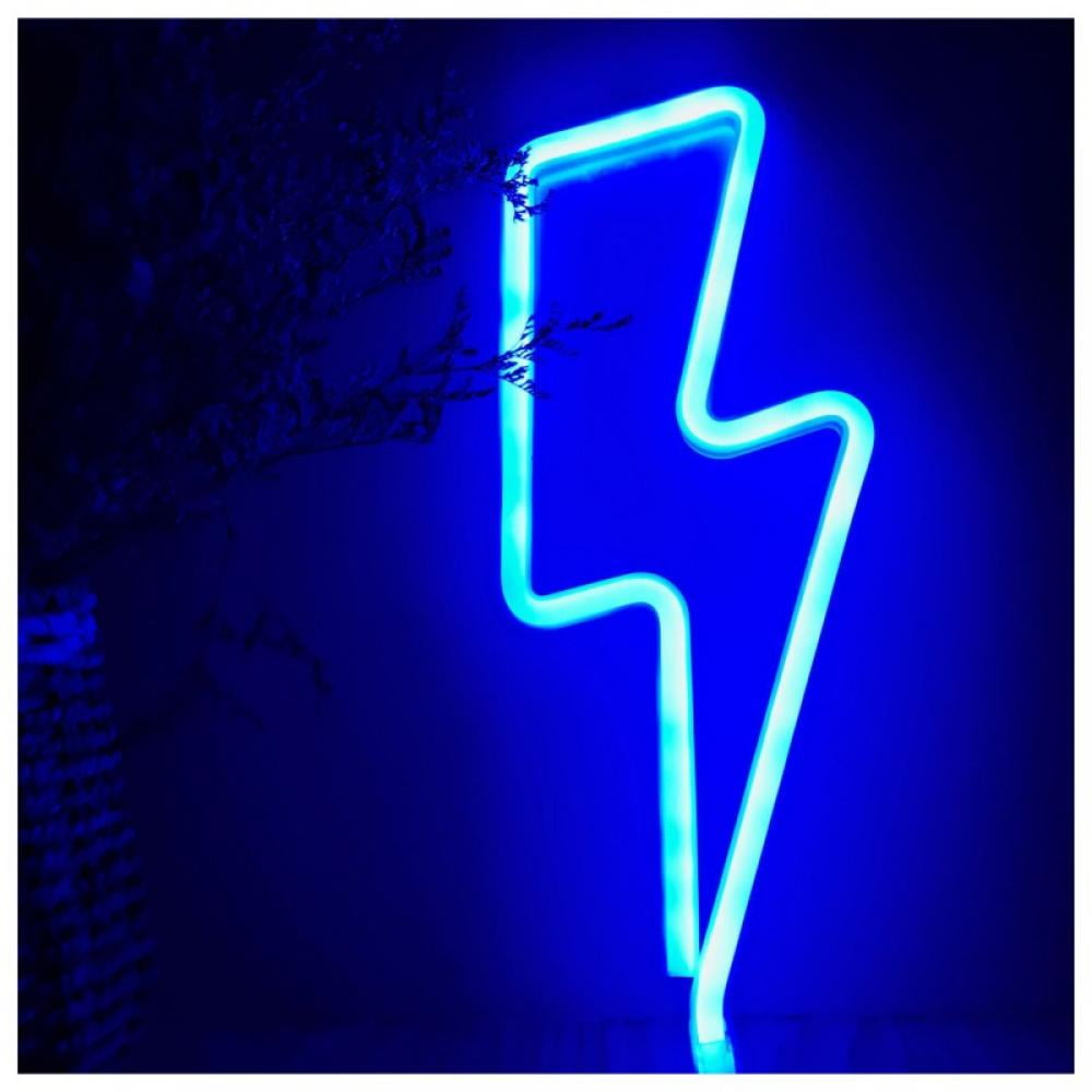 Bar Christmas Living Room Blue LED Lightning Bolt neon Signs for Wall Decoration Battery and USB Operated Aesthetic Room Decor neon Sign neon Lights for Kids Room Halloween Party Wedding 