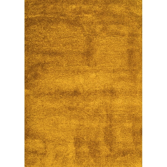Ahgly Company Machine Washable Indoor Rectangle Abstract Yellow Contemporary Area Rugs, 8' x 10'