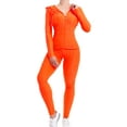 thumbnail image 3 of MixMatchy Women's Solid Scrunch Butt Active Leggings Zip Up Jacket Set Workout Yoga Outfit, 3 of 5