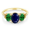 thumbnail image 2 of Gem Stone King 2.54 Ct Oval Blue Sapphire Green Simulated Emerald 10K Yellow Gold Ring (Size 9.5), 2 of 4