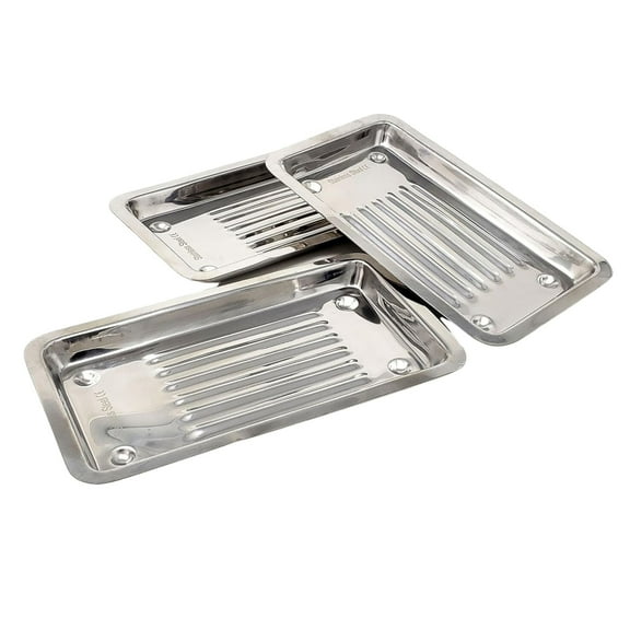 A2Z- Set of 3 Stainless Steel Organizer Tray with Seamless Edges, Perfect for Labs, Dental Clinics, Tattoo Parlors & More, 8"L x 4.5"W