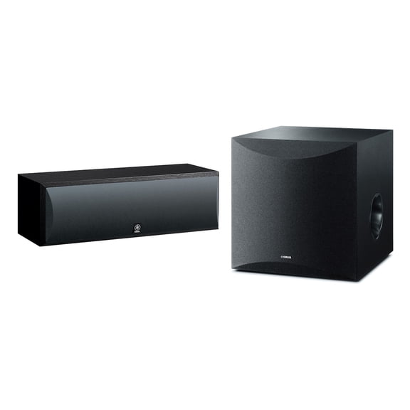 Yamaha NS-SW100BL 10 Inch Powered Subwoofer & NS-C210BL Center Channel Speaker Bundle