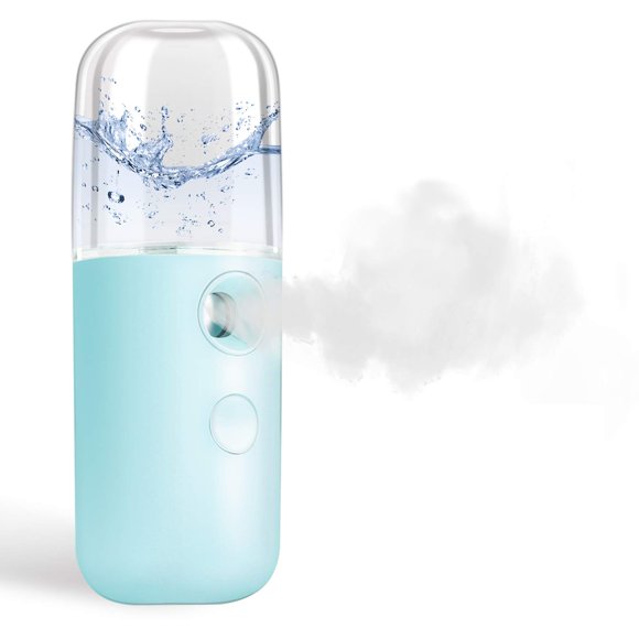 GIVERARE Nano Vapor Facial Handy Mini Mister USB Recargable Mist Sprayer 30ml Visual Water Tank Hidratante e Hidratante para el Rostro Maquillaje Diario Cuidado de la Piel Extensiones de Pestañas-Azul