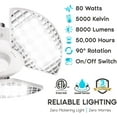 thumbnail image 6 of Luxrite 4-Pack LED Garage Light 80W 8000 Lumens Deformable 5000K Bright White E26 Screw In Shop Light Adjustable, 6 of 6
