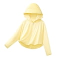 thumbnail image 2 of Girls Boys UPF 50+ Sun Hoodie Shirts with Mask and Brim Long Sleeve UV Protection Ice Silk Zip Sunscreen Clothes Yellow 15-16 Years, 2 of 8