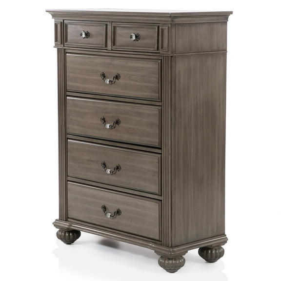 Furniture of America Damos Traditional Solid Wood 6-Drawer Chest in Gray