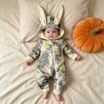 thumbnail image 3 of Ruyang Infant Baby Zip Up Jumpsuit Cute Bunny Ear Tie Dye Hooded Romper Long Sleeve Footless One Piece Outfit for Newborn Boys Girls, 3 of 6