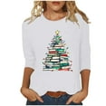 thumbnail image 2 of LEKWK Womens 3/4 Sleeve T Shirts Xmas Tree Crew Neck Tops Christmas Tunic for Women Winter Christmas Party Tops for Women 2025, 2 of 5
