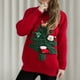 thumbnail image 5 of Suéter de cuello redondo para mujer, estampado navideño, cuello redondo, manga larga, suéter de punto, blusa de poliéster para mujer, 5 of 5