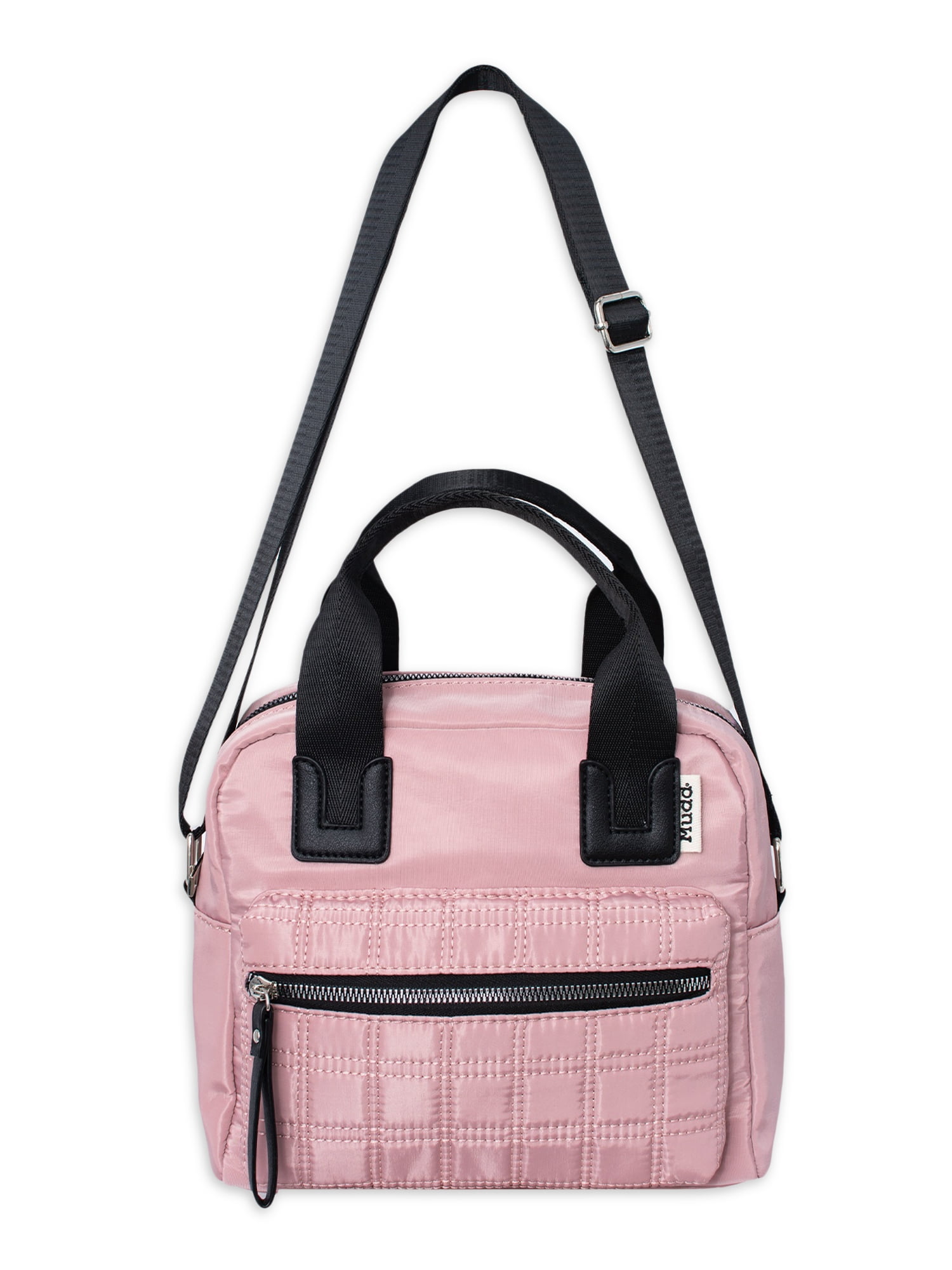 Mudd Women's Rose Nylon Quilted Everyday Satchel Bag withTop Handles & Adjustable Strap