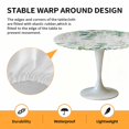 thumbnail image 2 of Elastic Fitted Round Tablecloth, Eucalyptus Leaves Waterproof Stretch Table Cover for 45"-54" Tables, Spring Daily Flowers Plants Gray Plaid Washable Outdoor Tablecloths for Patio, Picnic, Camping, 2 of 9