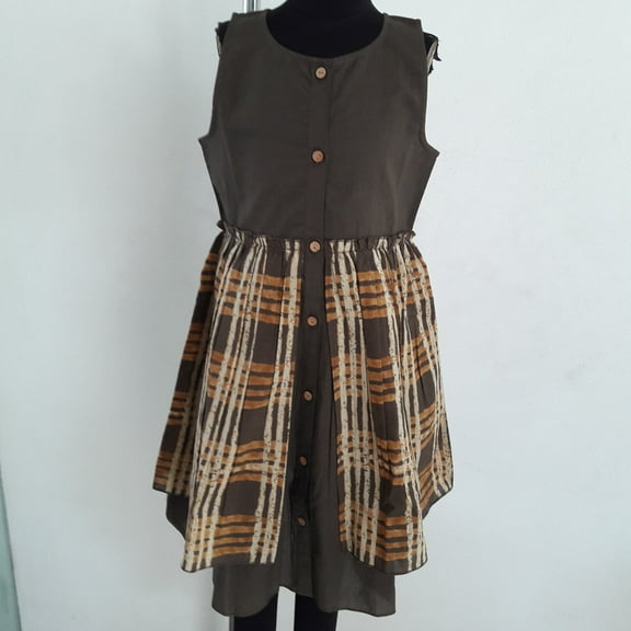 Cement Checked Layered Dress