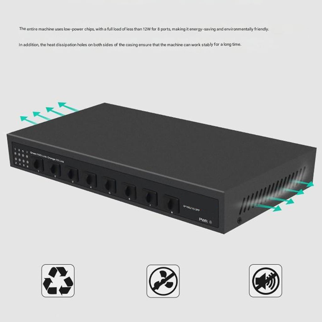 ABS 8 Port 10Gbps Ethernet Networking Fiber Opticals Switching Unmanaged for Fast Speed Data Transfer