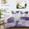 thumbnail image 3 of Purple Grey Abstract Comforter Set Full Size, Modern Graffiti Brush Art Soft Bedding Set for Man Woman, 4 Pieces Duvet Cover Set with Fitted Sheet, 2 Pillowcases, 3 of 9