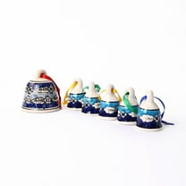 Handcrafted Blue Ceramic Hanging Bells—Set of 5