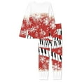 thumbnail image 4 of Suhoaziia Pajamas for Ladies Home Life Elastic Nightwear Size 2XL,Piano Snowflake Fall Clothing Chriatmas Gift Warmth Sweatsuit 2pcs Graphic Long Sleeve Top & Pants, 4 of 5