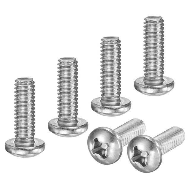 Uxcell 10-Pack 5/16-18x1 Tornillos de Máquina de Cabeza Pan de Acero Inoxidable 304, Tornillos Completamente Rosados para Muebles Plateados