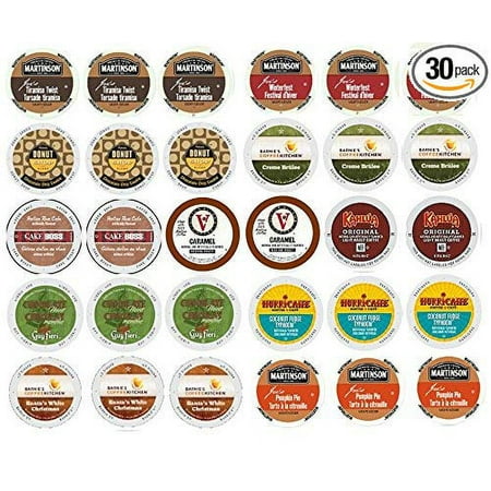 30 Winter Variety K Cup Pack - Includes Santa's White Christmas, Italian Rum, Maple Sleigh, Winterfest, Tiramisu, Creme Brulee, Chocolate Mint and More