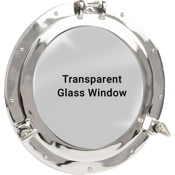 Porthole Window - 12 Inch Nickel Silver White Finish | Nautical Wall Décor for Bathroom and Bedroom | Antique Wall Mounted Aluminium and Steel Alloy Vintage Port Hole Window Décor