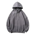 thumbnail image 2 of Hoodie Men Mens Hoodies Pullover Dropped Shoulder Solid Blouse Pocket Drawstring Mens Sweatshirts Dark Gray XXXXXL, 2 of 3