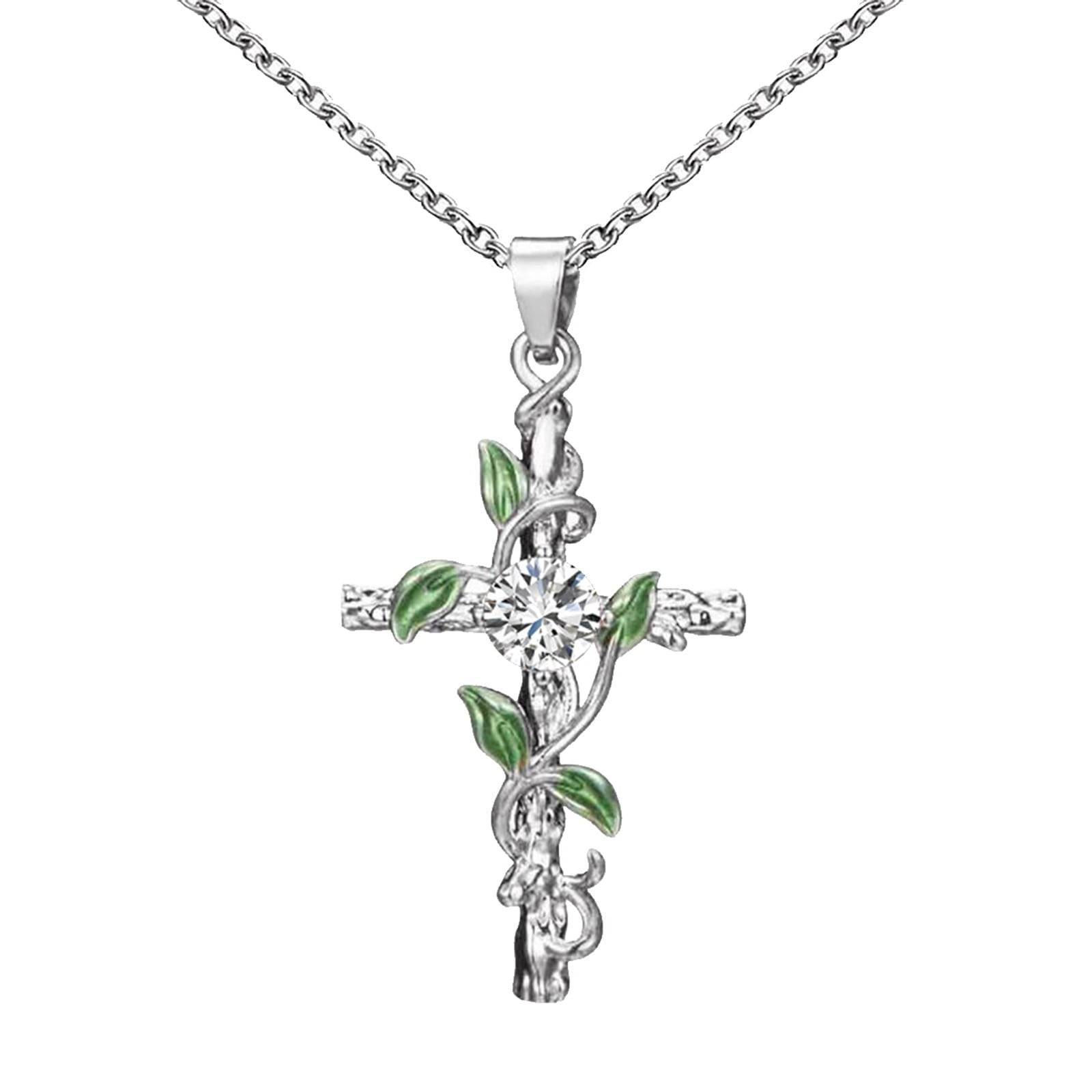 Rinsvye Beautiful Cross Pendants Necklaces Stainless Steel