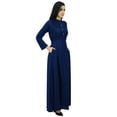 thumbnail image 3 of Bimba Women's Long Sleeve Maxi Mandarin Collar Plain Jilbab Dress With Pockets, 3 of 6