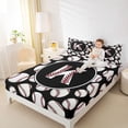 thumbnail image 4 of Homewish Baseball Initial Letter Twin Sheet Sets, Cartoon Monogrammed K Twin Fitted Sheet, Kawaii Ball Print Flat Sheet, Lightweight Room Decor, 3 Pieces, 4 of 7