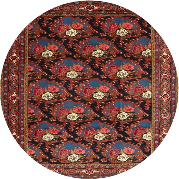 Ahgly Company Machine Washable Indoor Round Traditional Sienna Brown Area Rugs, 3' Round