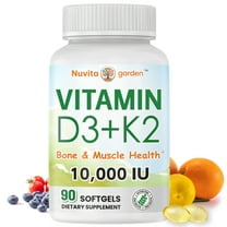Vitamin D3 K2 10000 iu & 200 mcg - Vitamin D with MK7 Vitamin K2 Supplement - Bone Density & Heart Support Vitamins for Women & Men, High Absorption Vit K2 D3 Vitamin Supplement