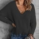 thumbnail image 4 of Puntoco Suéter Mujer Casual Sexy Moda Color Sólido Manga V-Cuello Fruncido Jersey Blusa Tops Navidad Liquidación Puntoco Puntoco-2828, 4 of 9