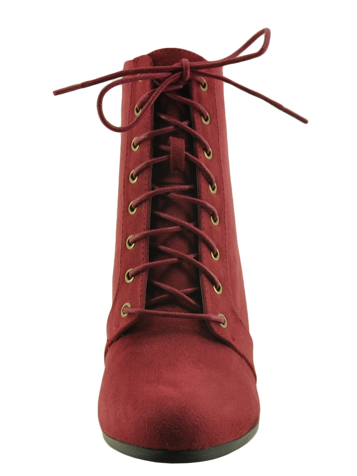 Qupid Women's Rannel 01 Lace-Up Block Heel Ankle Booties Qupid Women's Rannel 01 Lace-Up Block Heel Ankle Booties