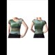 thumbnail image 3 of Blusas Ajustadas de Corta con Frunces y Estampado Floral de Cuello Asimétrico para Mujer Verde XL, 3 of 7