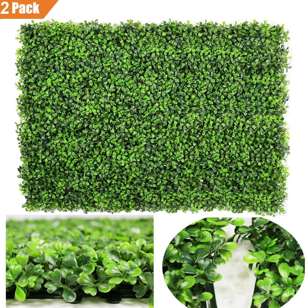 2Pack Artificial Boxwood Panels Topiary Hedge Plants Artificial Greenery Fence Panels for