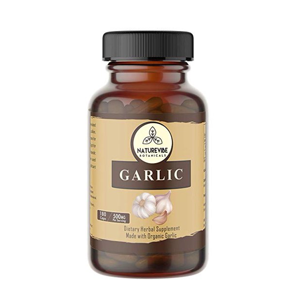 Naturevibe Botanicals 180 Garlic Capsules, 100 Organic Garlic Powder