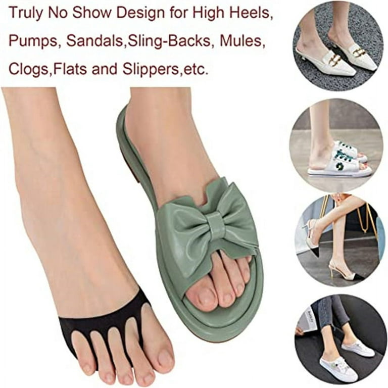 Five Toes Half Socks, 1 Pair Anti-Slip Invisible Five Toes Socks Forefoot  Pad Five Toe Topper Socks Toes Cap Cover Socks Pad, No Show Heelless Toe