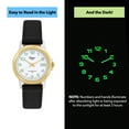 thumbnail image 3 of Orlean Mens Watch, Big Glow in the Dark Numbers, Date - Easy to Read White Dial, 316L Stainless Steel Case with Leather Watch Band - 38mm Analog Men's Wrist Watches - Gold / Brown Band, 3 of 5