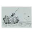 thumbnail image 1 of Seagulls Cutting Board, Fisherman with Hat in Boat on Sunny Day Pencil Sketch Styled Illustration, Decorative Tempered Glass Cutting and Serving Board, Small Size, Charcoal Grey White, by Ambesonne, 1 of 1