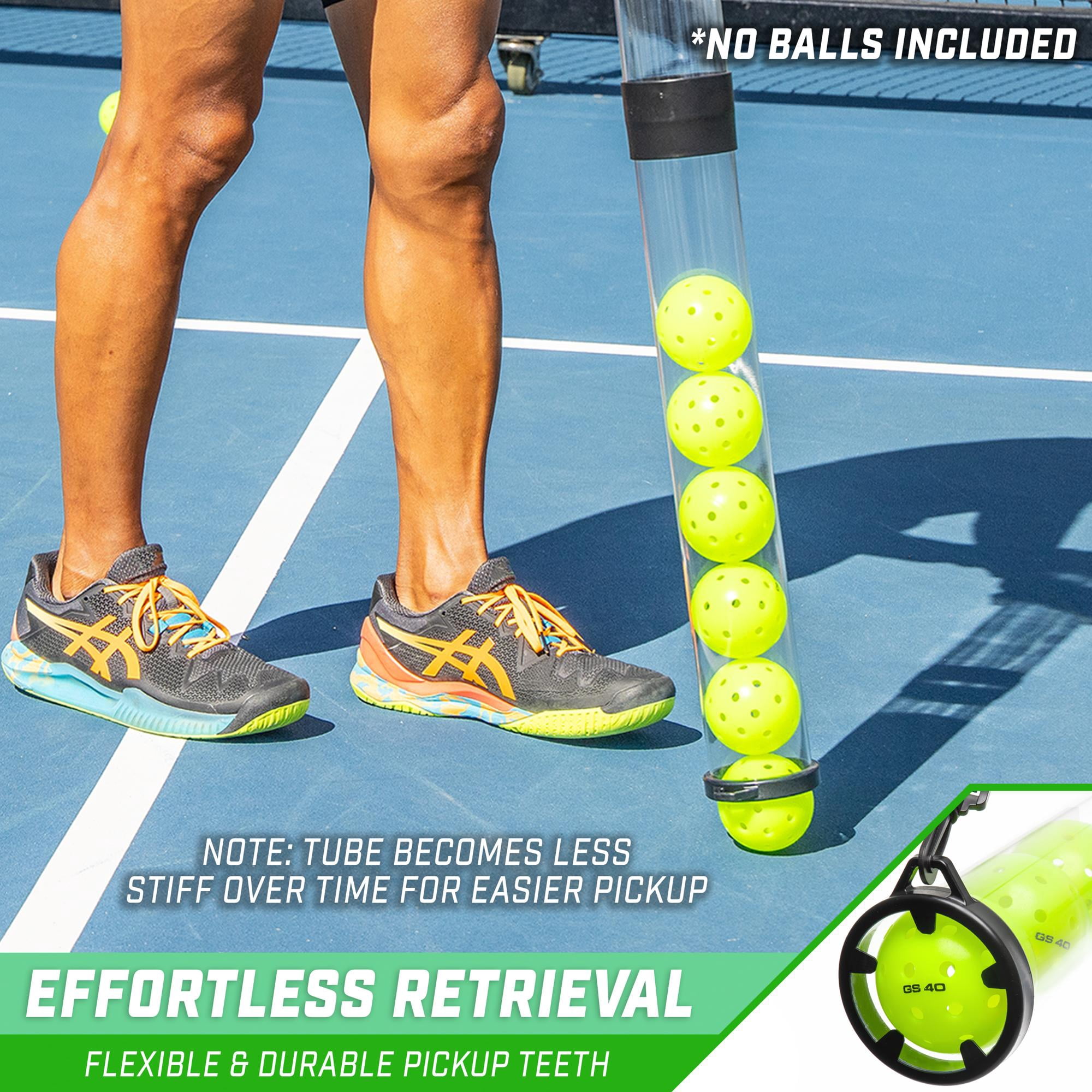 GoSports Pickleball & Tennis Pickup Clear Tube - Ball Retriever Holder, Fits 14 Pickleballs