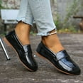 thumbnail image 2 of Women's Penny Loafers Slip On Round Toe Comfortable Driving Shoes Casual Non Slip Work Ballet Flats Business Dress Shoes Black Size 7, 2 of 7