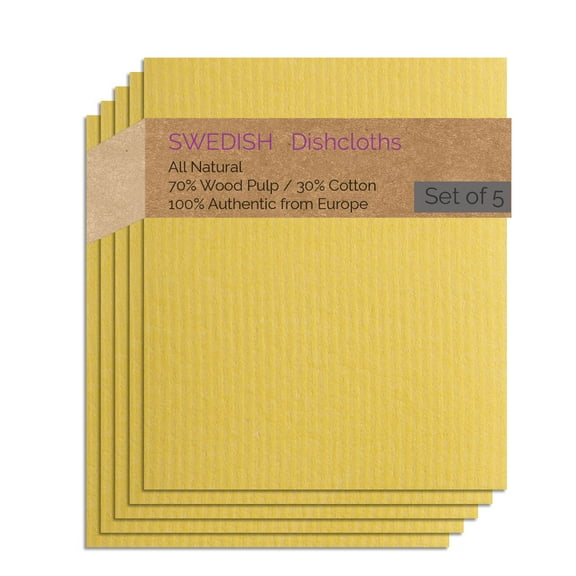 Swedish Dishcloth 5 PK (Yellow Color) Paper Towel Replacements