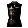 thumbnail image 2 of Personalized Retro Sunset Disc Golf Player Women Sleeveless Polo XS-4XL, 2 of 5