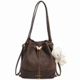thumbnail image 1 of Bolso Hombro para Mujer Tipo Cubo Gamuza Sintética Con 2 Correas Diario (café), 1 of 9