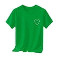thumbnail image 6 of Babcutegg Solid Color Casual Short Sleeve Top With Subtle Rhinestone Accents And Minimalist Print For Kids Army Green Size 10, 6 of 7