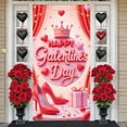 thumbnail image 3 of Red Theme Galentine's Day Banner Pink Heart Display Heart Pattern Cherry Decoration Sweet Backdrop for Galentine's Party Girls' Gathering Friendship Celebration, 3 of 7