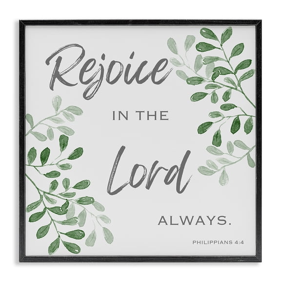 Stupell Industries Rejoice in Lord Botanicals Spiritual Painting Black Framed Art Print Wall Art, 12 x 12