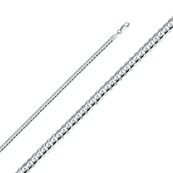 14k White Gold 4mm Concave Cuban Solid Curb Chain Link Necklace 20" Jewelry Female Unisex